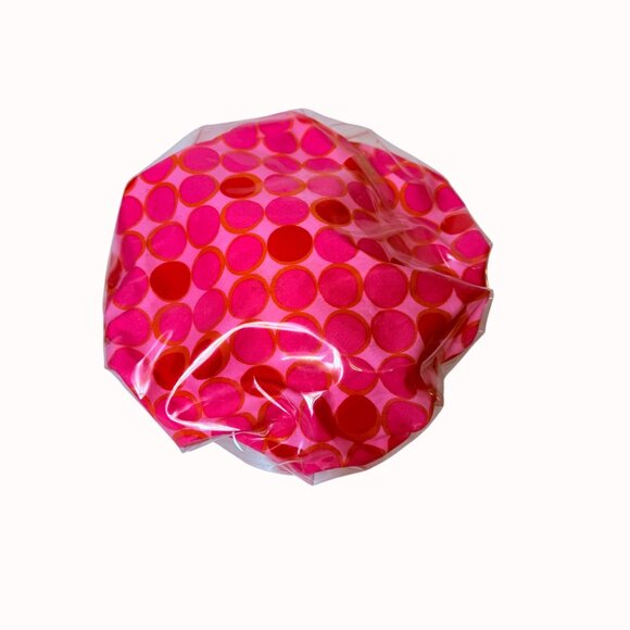 Vinyl Shower Cap Pink Polka Dot Retro 1960s VTG Pin Up Bathroom Hair Mod Glam - Picture 8 of 12